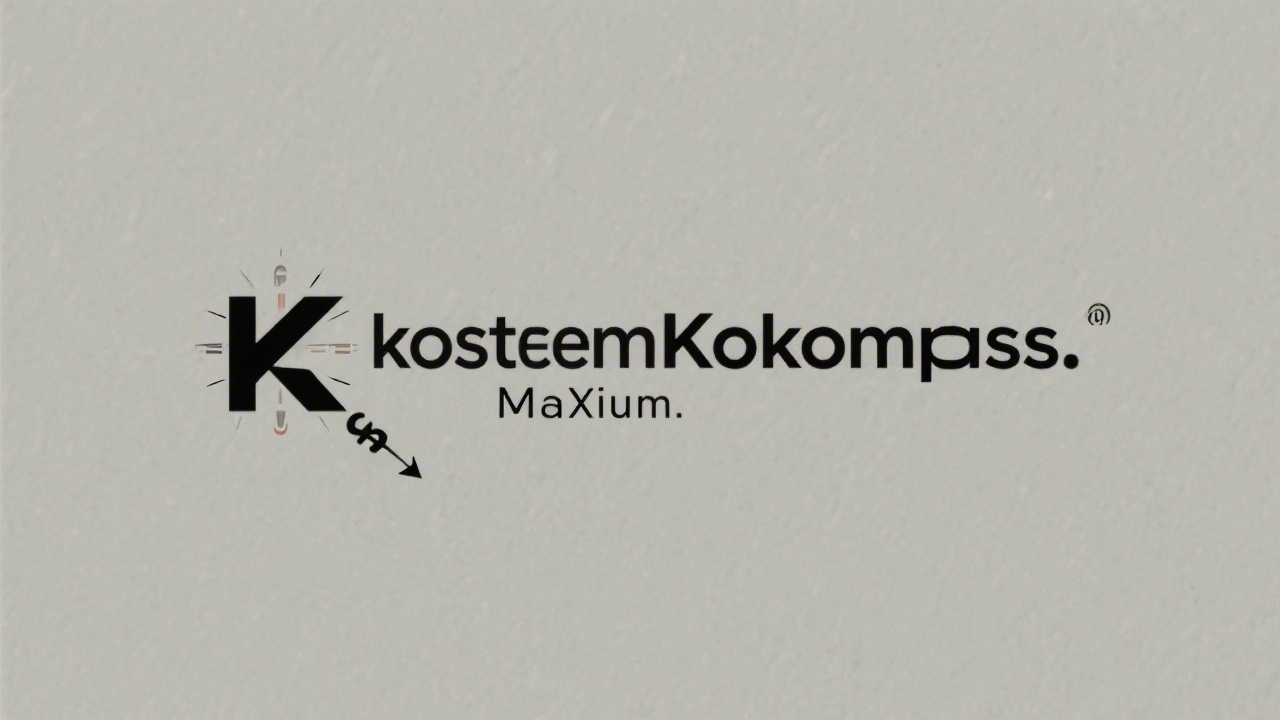 Simple geometrical logotype with compass arrow symbolizing financial navigation for German project accounting SaaS start-up KostenKompass